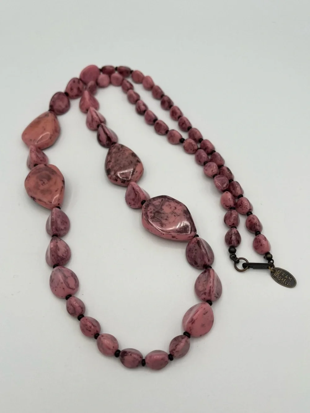 Rare Signed Miriam Haskell Mint Pink Art Glass Necklace Bracelet Set